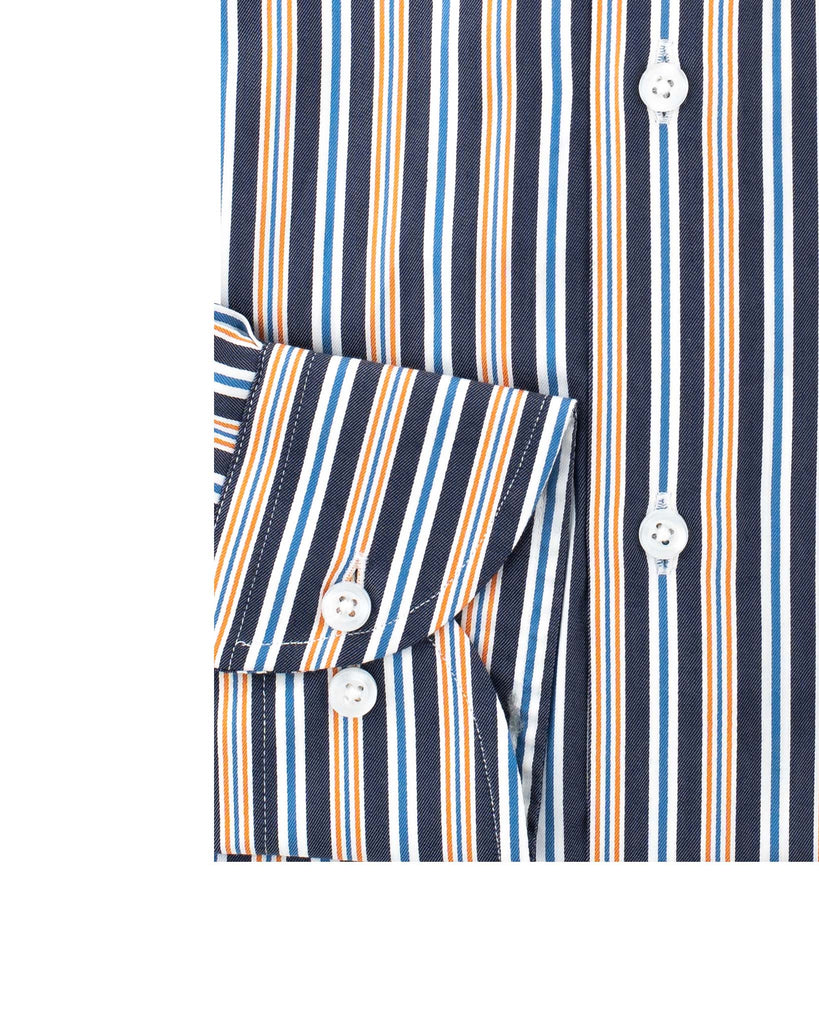 Orange & Navy Barcode Stripe Shirt