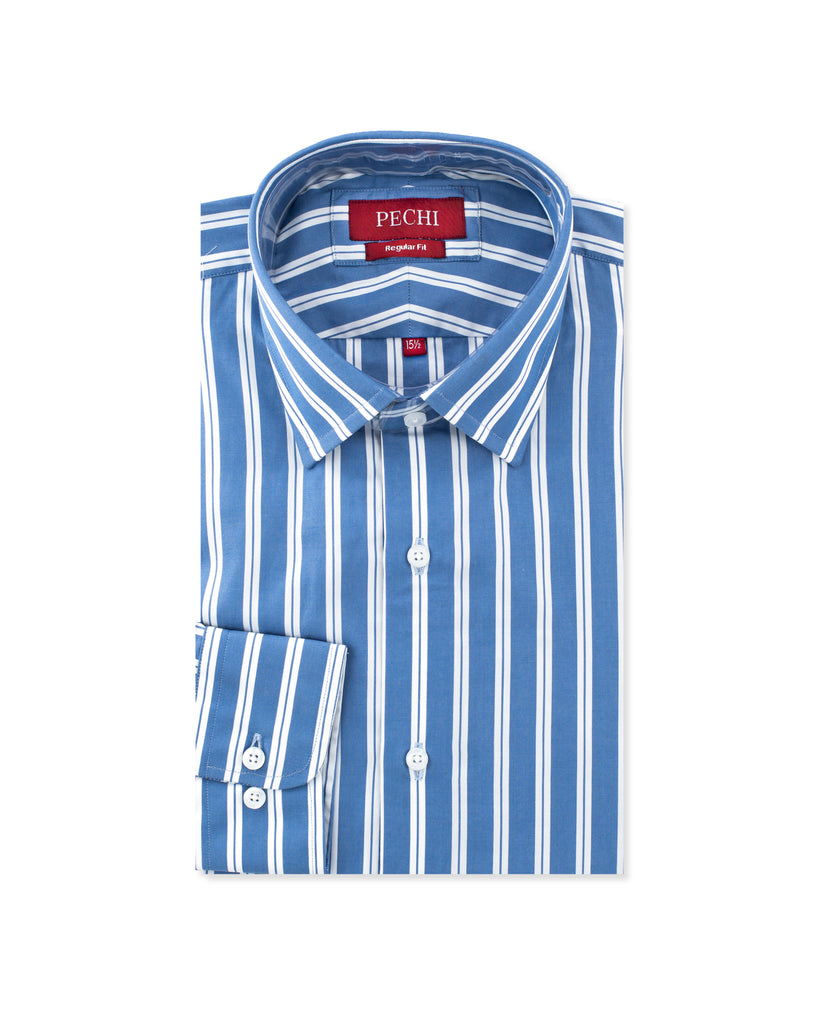 Blue & White Bold Stripe Shirt