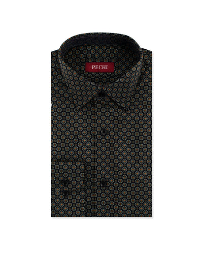 Black Motif Print Shirt