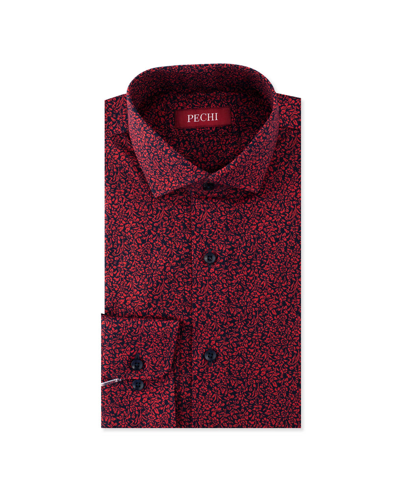 Red Floral Party Wear Shirt