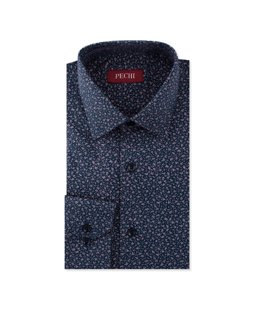 Navy Micro Print Shirt