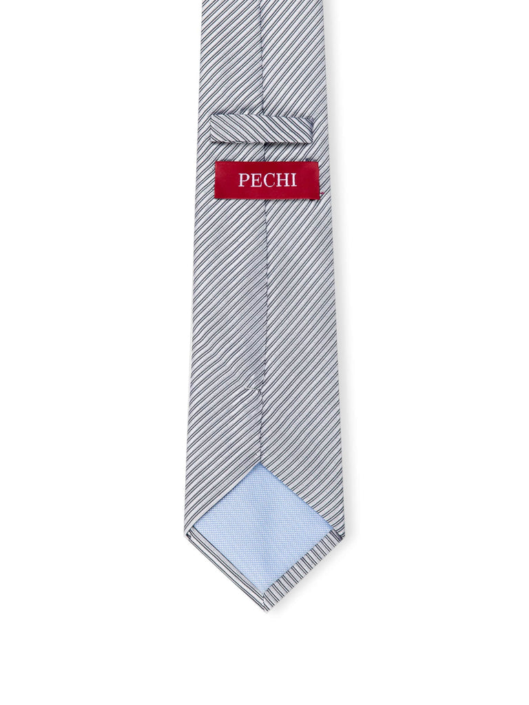 Silver Woven Striped Tie