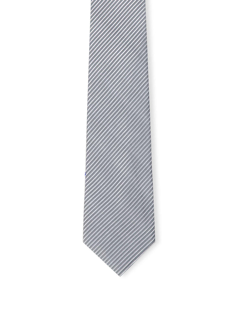 Silver Woven Striped Tie