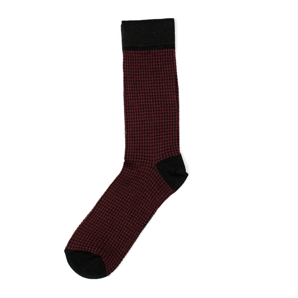 Maroon Houndstooth Socks