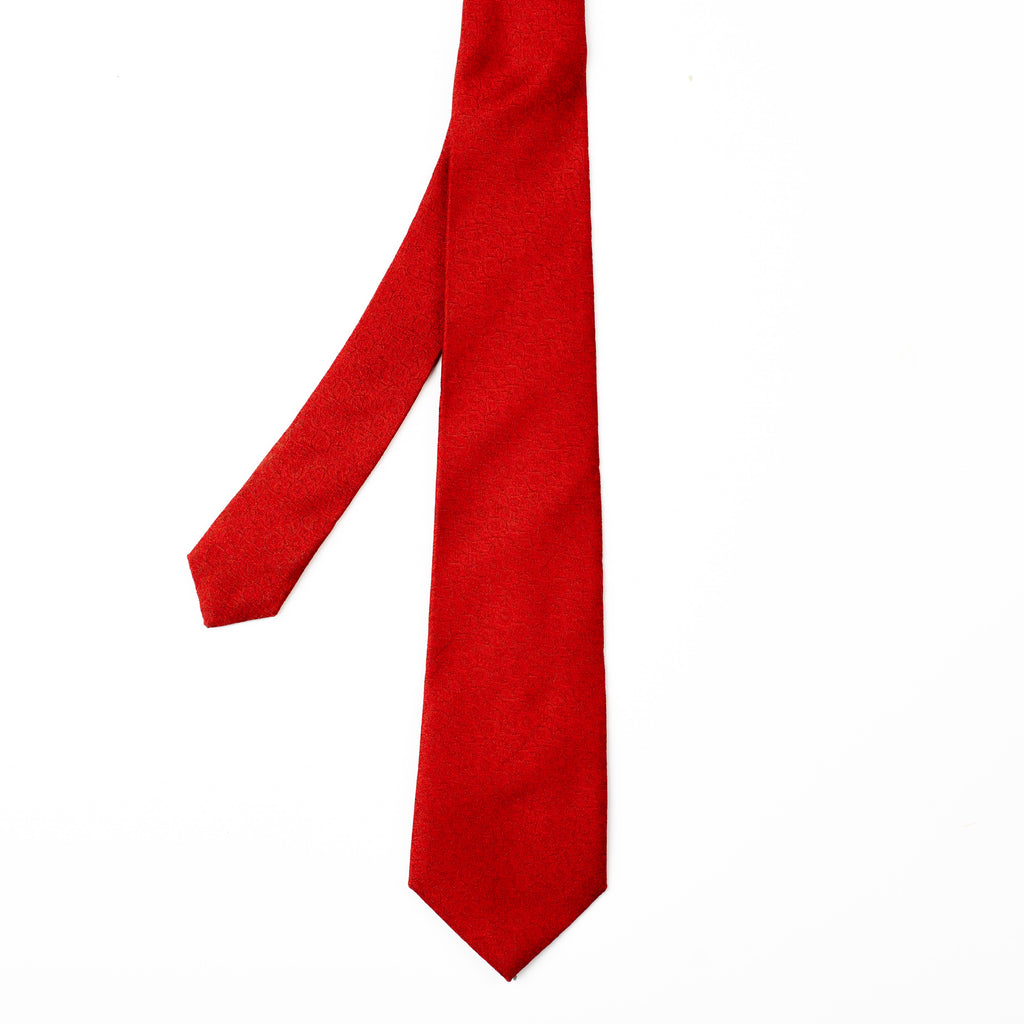 Red Jacquard Floral Tie