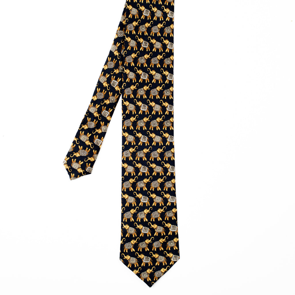 Navy Blue Elephant Tie