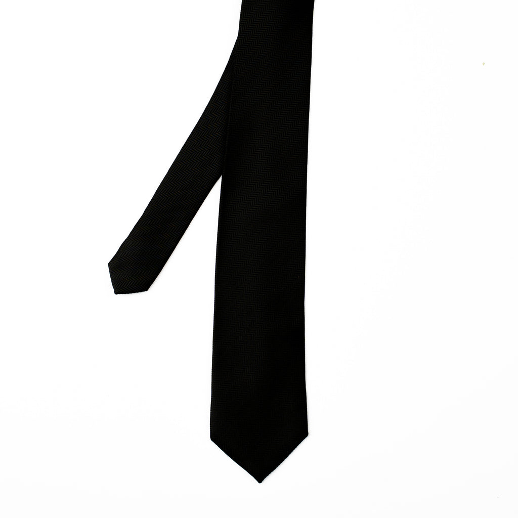 Black Herringbone Tie