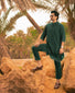 Hunter Green Slub Kurta Pajama