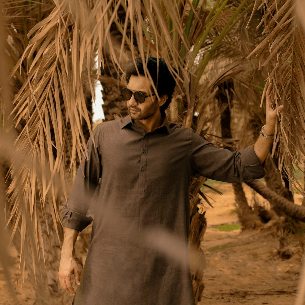 Moss Green Slub Shalwar Kameez