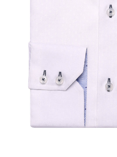 'Bespoke' White Dobby Shirt - Blue Details