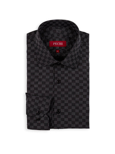 Black & Grey Jacquard Woven Shirt