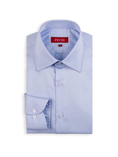 Blue Cotton Sateen Shirt