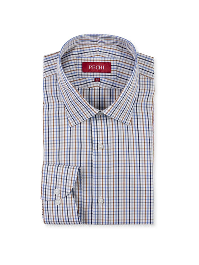 Khakhi & Blue Check Shirt