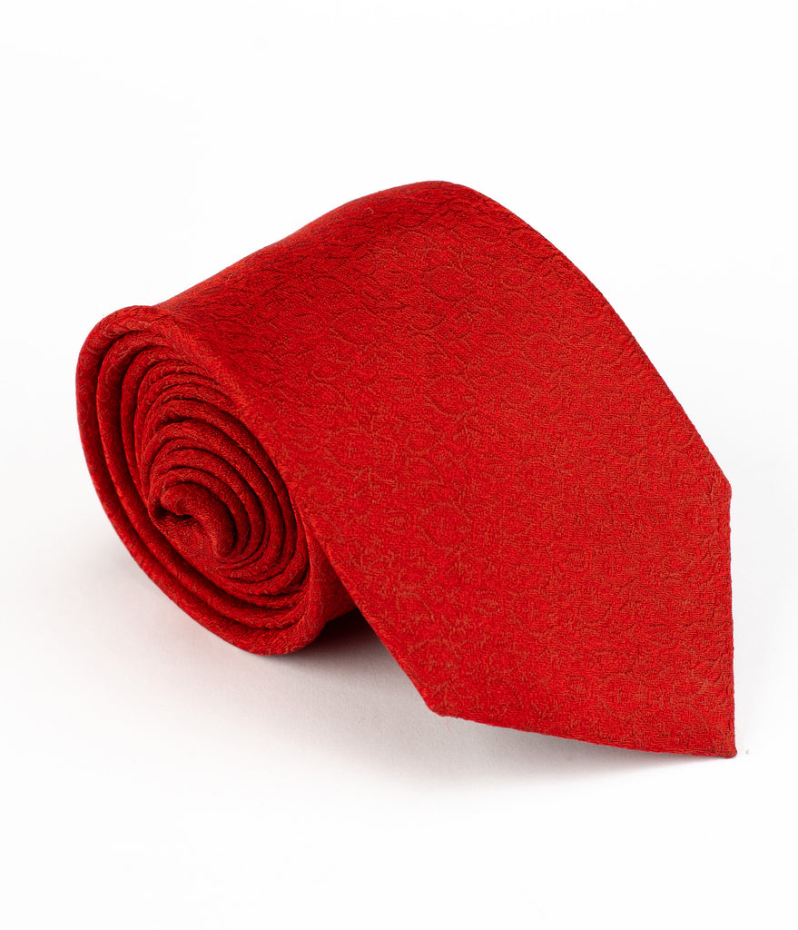 Red Jacquard Floral Tie