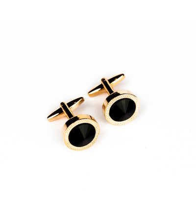 Black and Gold Round Cufflinks