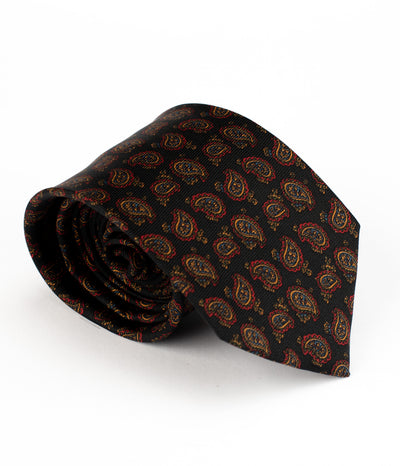 Black & Red Paisley Print Tie